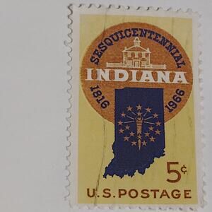1966 Scott #1308 – 5¢ Indiana Statehood Sesquicentennial / Corydon Capitol